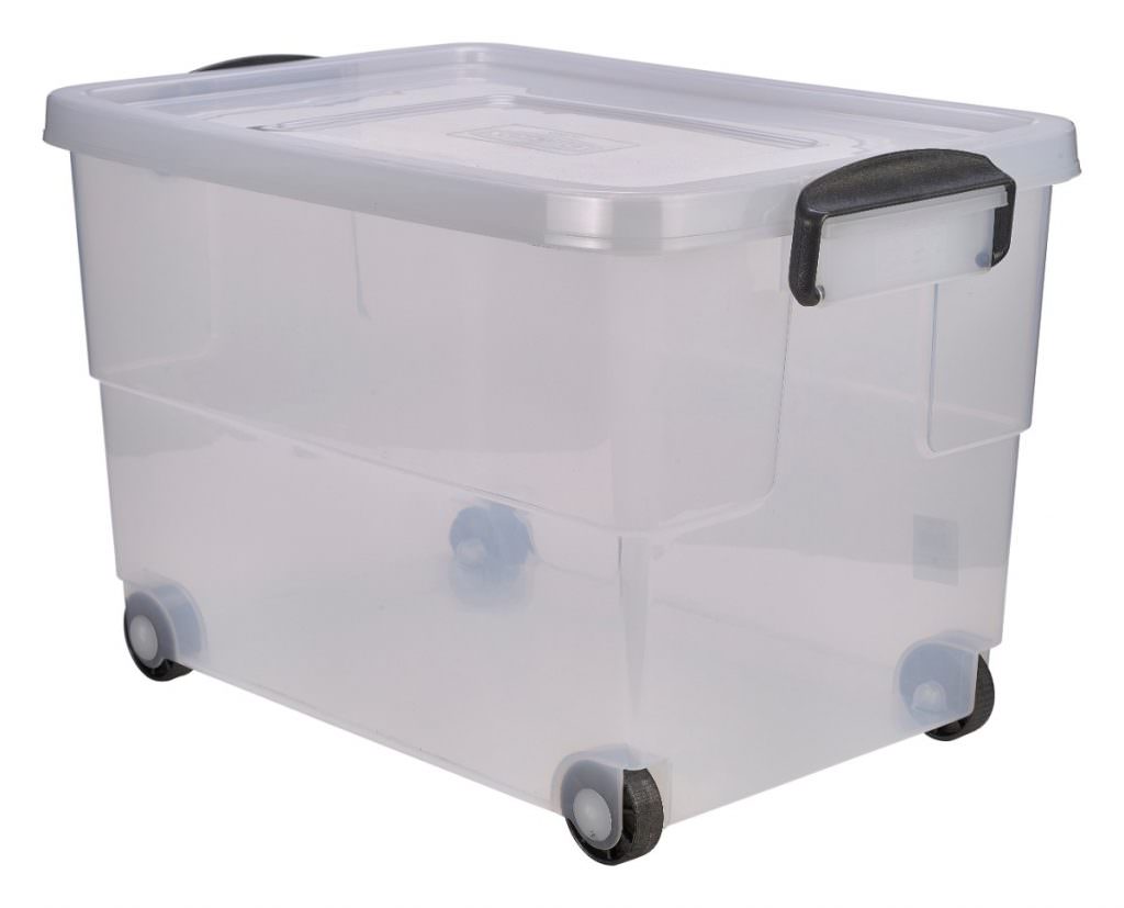 Storage Box 60L W/ Clip Handles On Wheels Catering Products Direct