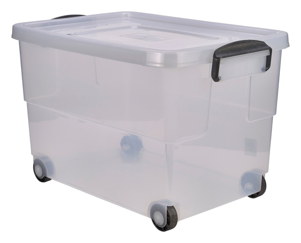 Storage Box 60L W/ Clip Handles On Wheels - Catering Products Direct