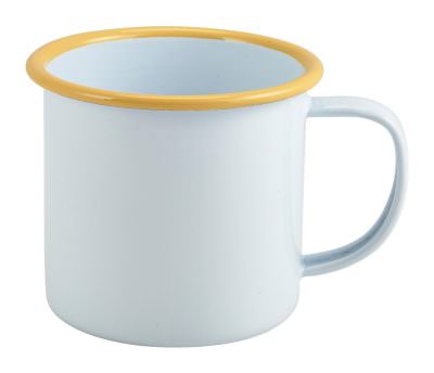 Enamel Mug White with Yellow Rim 36cl/12.5oz