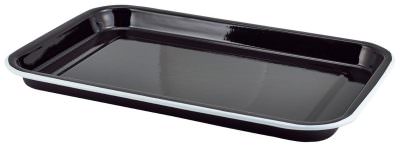 Enamel Serving Tray Black with White Rim 33.5x23.5x2.2cm