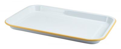 Enamel Serving Tray White with Yellow Rim 33.5x23.5x2.2cm