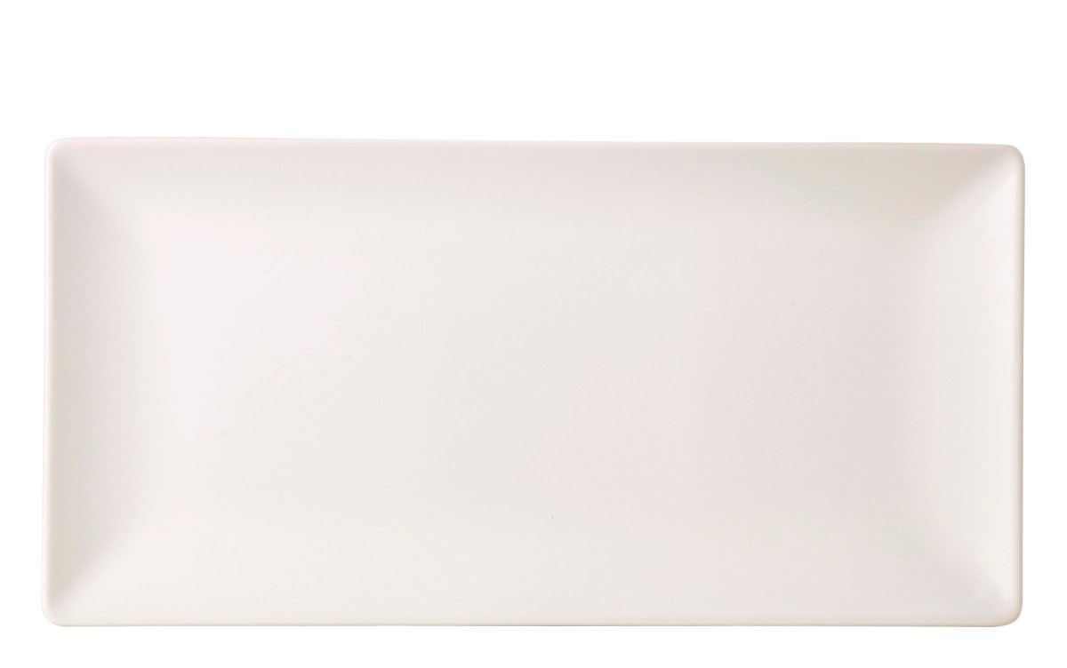 Genware Luna Rectangular Coupe Plates, Stoneware – 25x15 Cm, White, Pack Of 6