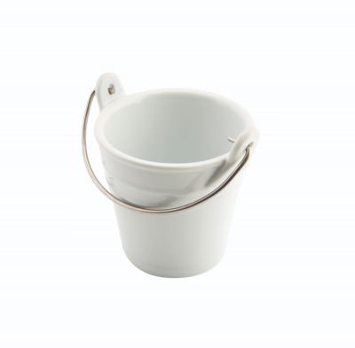 Porcelain Bucket W/ St/St Handle 9cm Dia 25cl - MANUFACTURING STOCK DELAY TBC