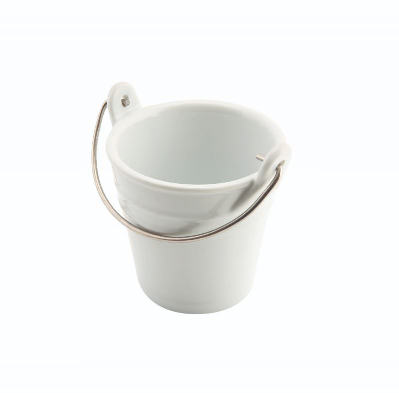 Porcelain Bucket W/ St/St Handle 9cm Dia 25cl - MANUFACTURING STOCK DELAY TBC