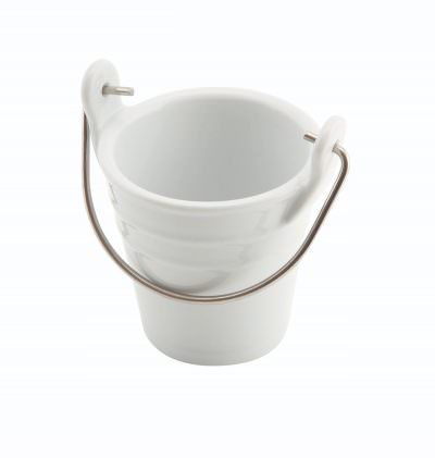 Porcelain Bucket W/ St/St Handle 6.5cm Dia 10cl - MANUFACTURING STOCK DELAY TBC