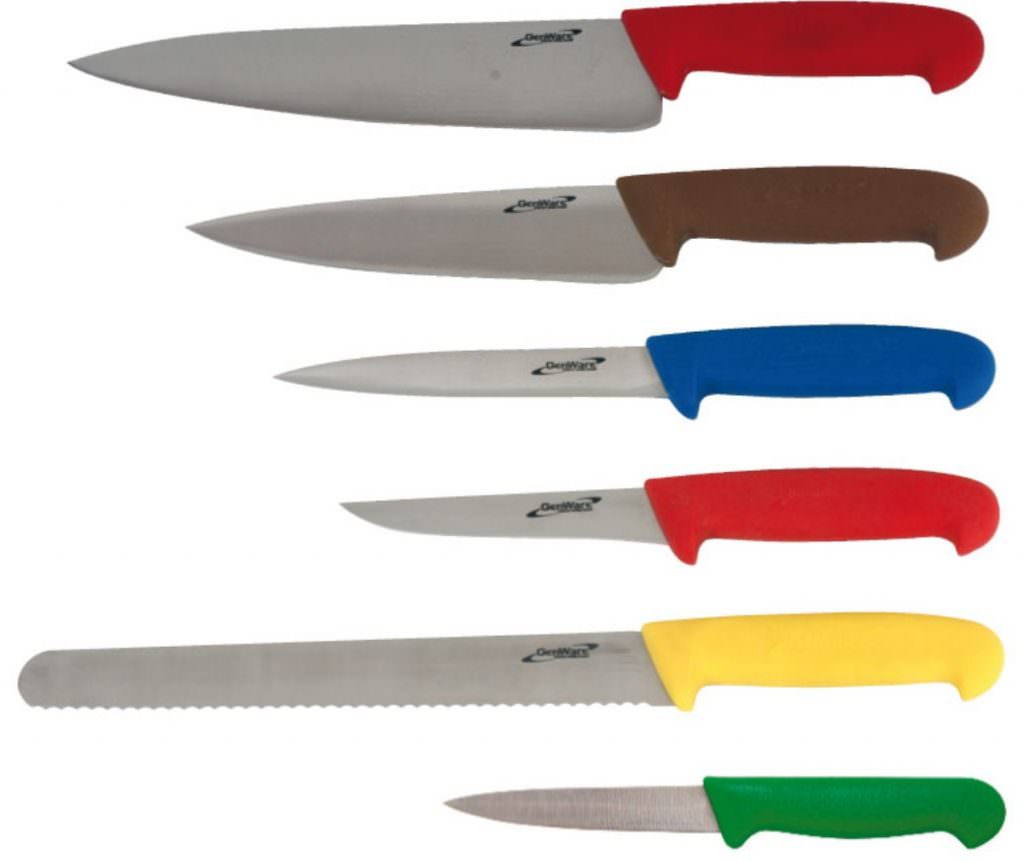 6 Piece Colour Coded Knife Set + Knife Wallet - Catering Products Direct