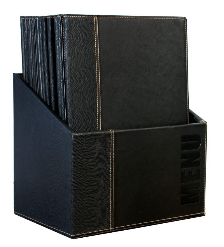 Contemporary Menu Box + 20 A4 Black Menus - Catering Products Direct