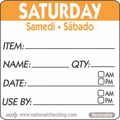50mm Saturday Removable Day Label (500)