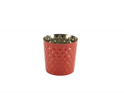 S/St. Serving Cup Hammered 8.5 x 8.5cm Red
