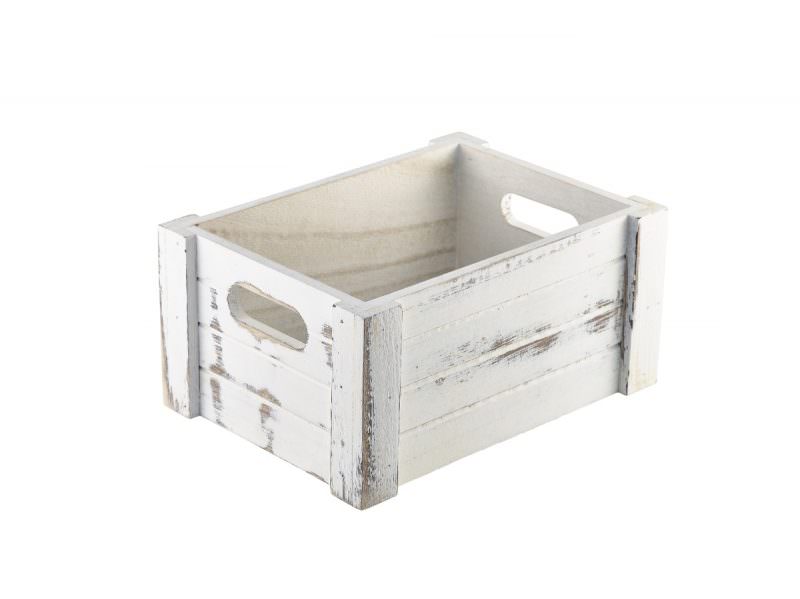 Wooden Crate White Wash Finish 22.8x16.5x11cm