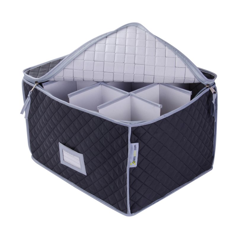 Case for Storing Wine Glasses - Quilted Wine Glass Case - 12 Cells