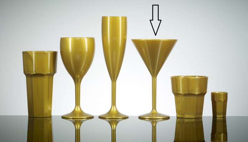 Premium Gold Polycarbonate Plastic Martini Glass 7oz - 12 Pack