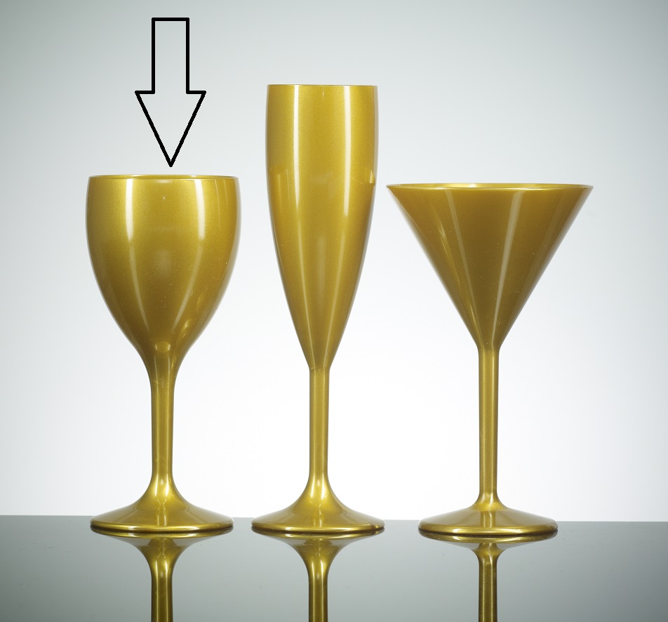 Gold Plastic Wine Glasses | Premium Reusable - Catering Products Direct