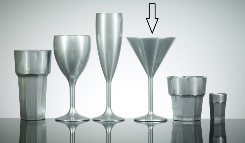 Premium Silver 7oz Martini Glass, Polycarbonate Plastic – 12 Pack