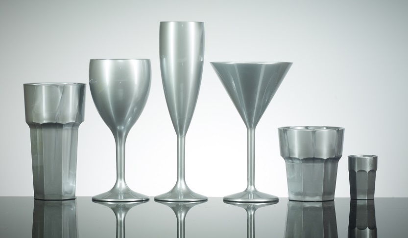 Silver Reusable Polycarbonate Plastic Glasses
