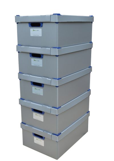 Medium Stacking Storage Boxes, Pack of 5, Height 200mm