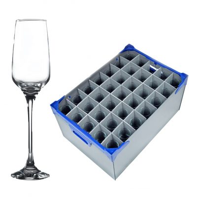 Lal Champagne / Wine Flutes 23cl / 8oz - 35 Pack and Glassware Storage Box