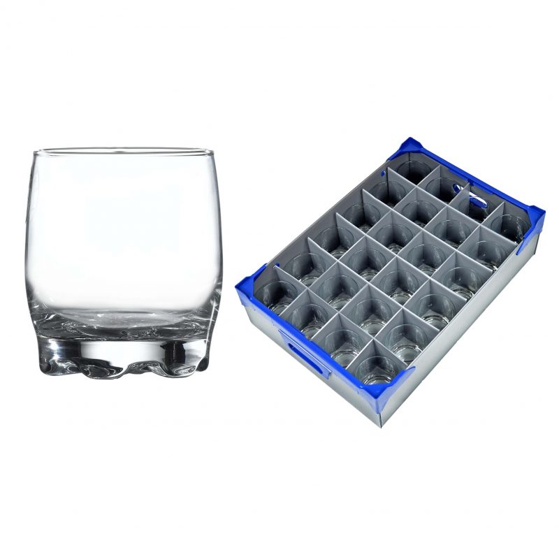 Whisky Glasses 24 Pack Rocks Tumbler Adora 29cl / 10oz and Glassware Storage Crate