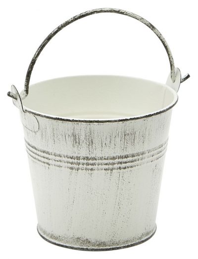 Galvanised Steel Serving Bucket 10cm Dia White Wash