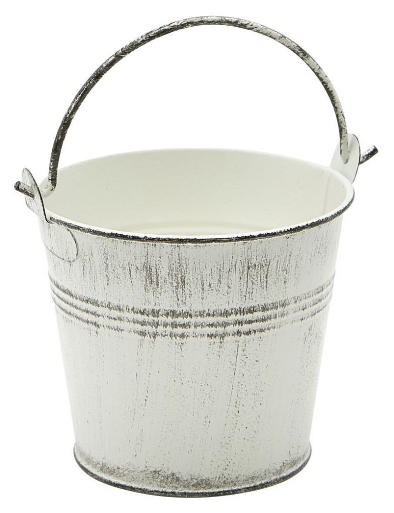 Galvanised Steel Serving Bucket 10cm Dia White Wash Catering Products