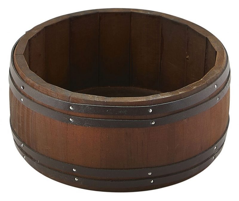 Miniature Dark Wooden Barrel 16.5 Dia x 8cm