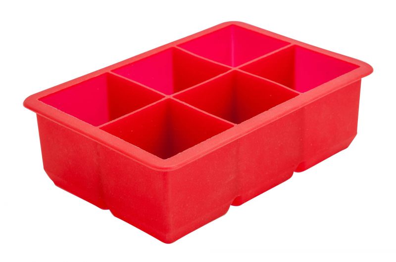Beaumont 6 Cavity Silicone Ice Cube Mould 2″ Square (Red)