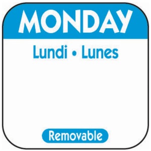 25mm Monday Removable Day Labels (1000)