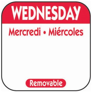 25mm Wednesday Removable Day Labels (1000)