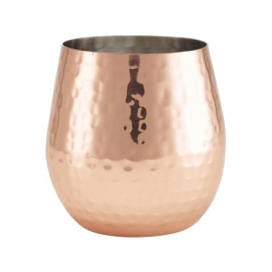 Hammered Copper Plated Stemless Wine Glass 55cl/19.25oz