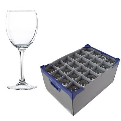 Tempered Wine Glasses Merlot 31cl / 10.9oz, Set of 24 with Storage Crate & Lid