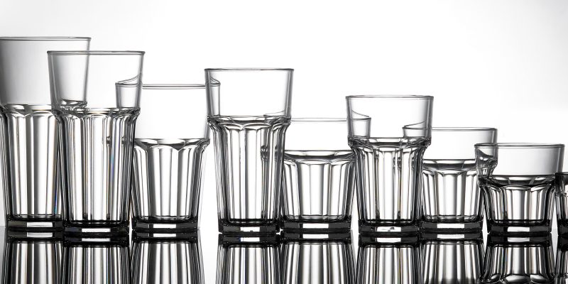 plastic high ball and plastic tumbler glasses