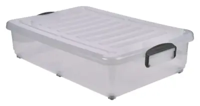 Storage Box 40L W/ Clip Handles On Wheels