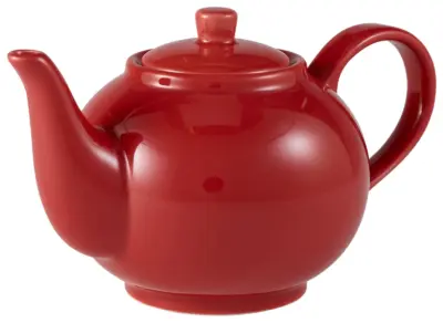 Genware Porcelain Red Teapot 45cl/ 15.75oz