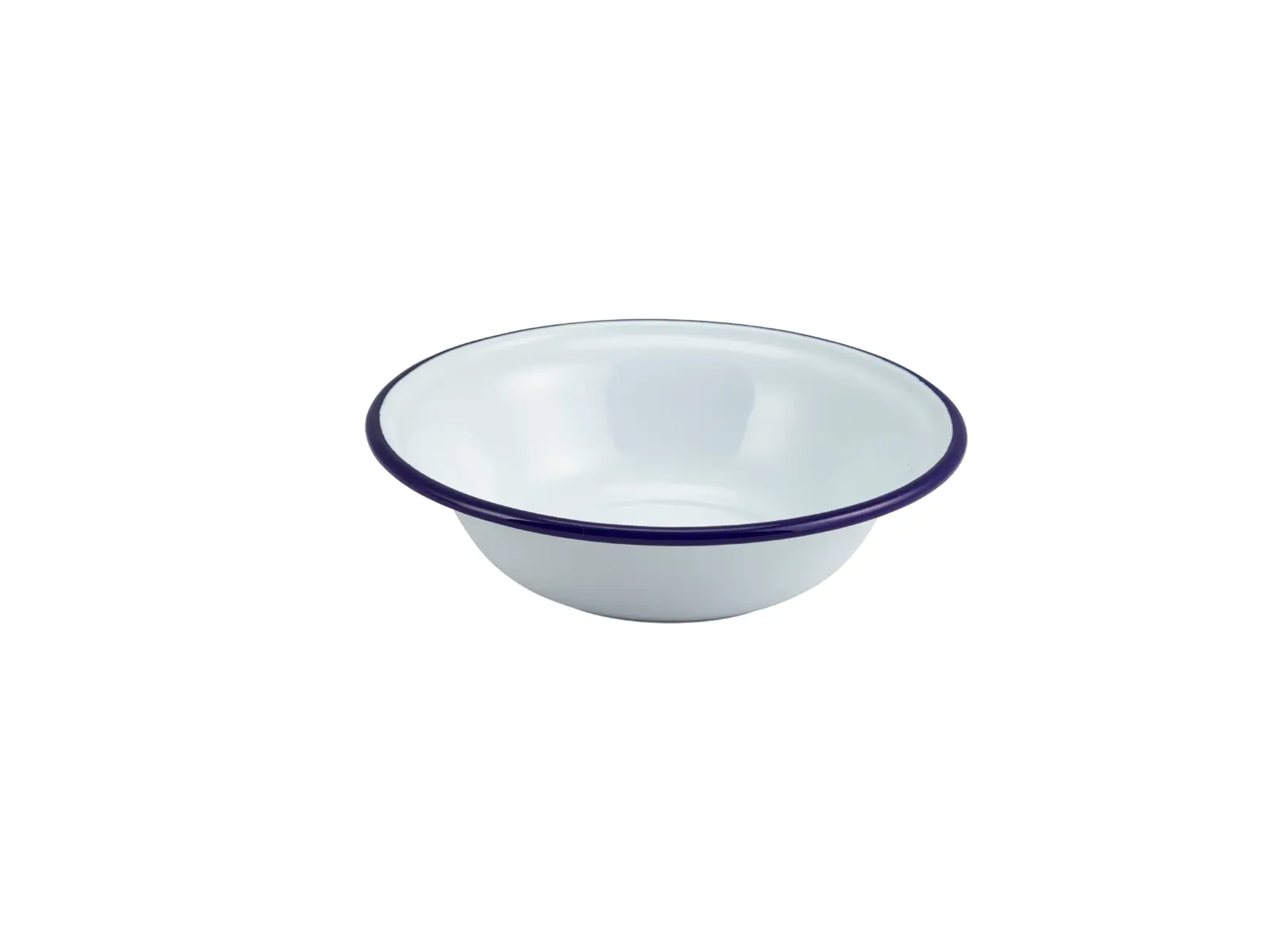 Enamel Bowl White with Blue Rim 16cm/ 6.25"