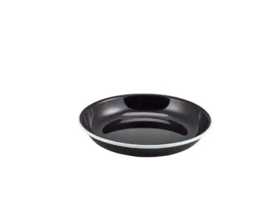 Enamel Rice/ Pasta Plate Black with White Rim 20cm