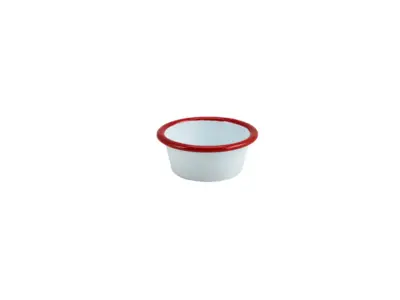 Enamel Ramekin White with Red Rim 8cm Dia 90ml/ 3.2oz