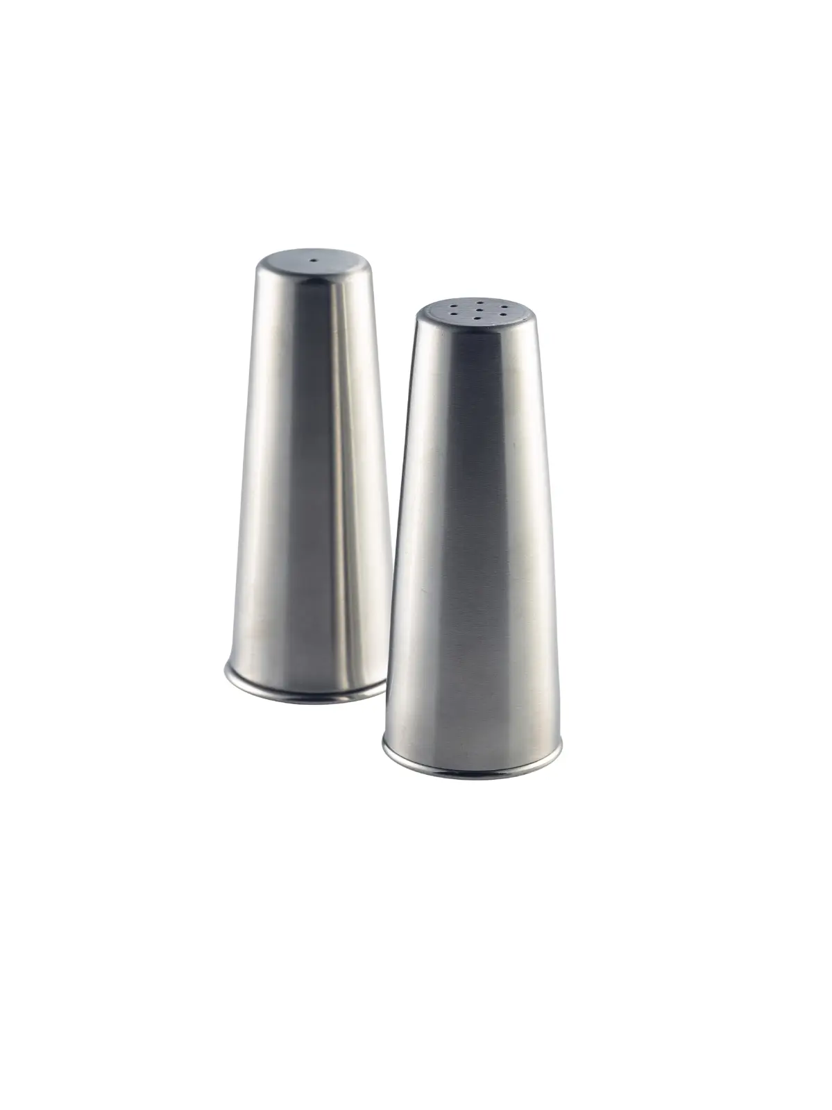 Genware Stainless Steel Conical Salt & Pepper Set