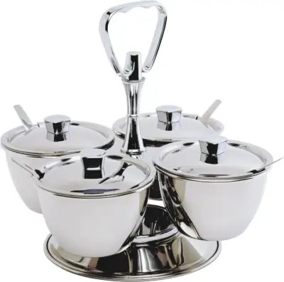 GenWare Stainless Steel Revolving Relish Server 4-Way