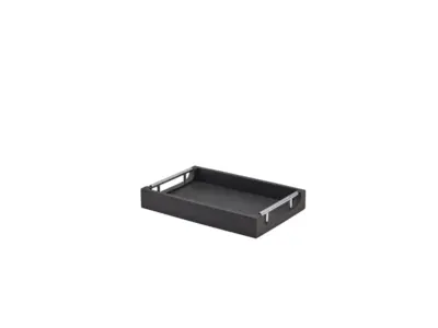 GenWare Solid Black Tray with Metal Handles 30 x 20cm