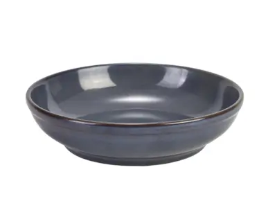 Rustic Stoneware Blue Coupe Bowl 23cm