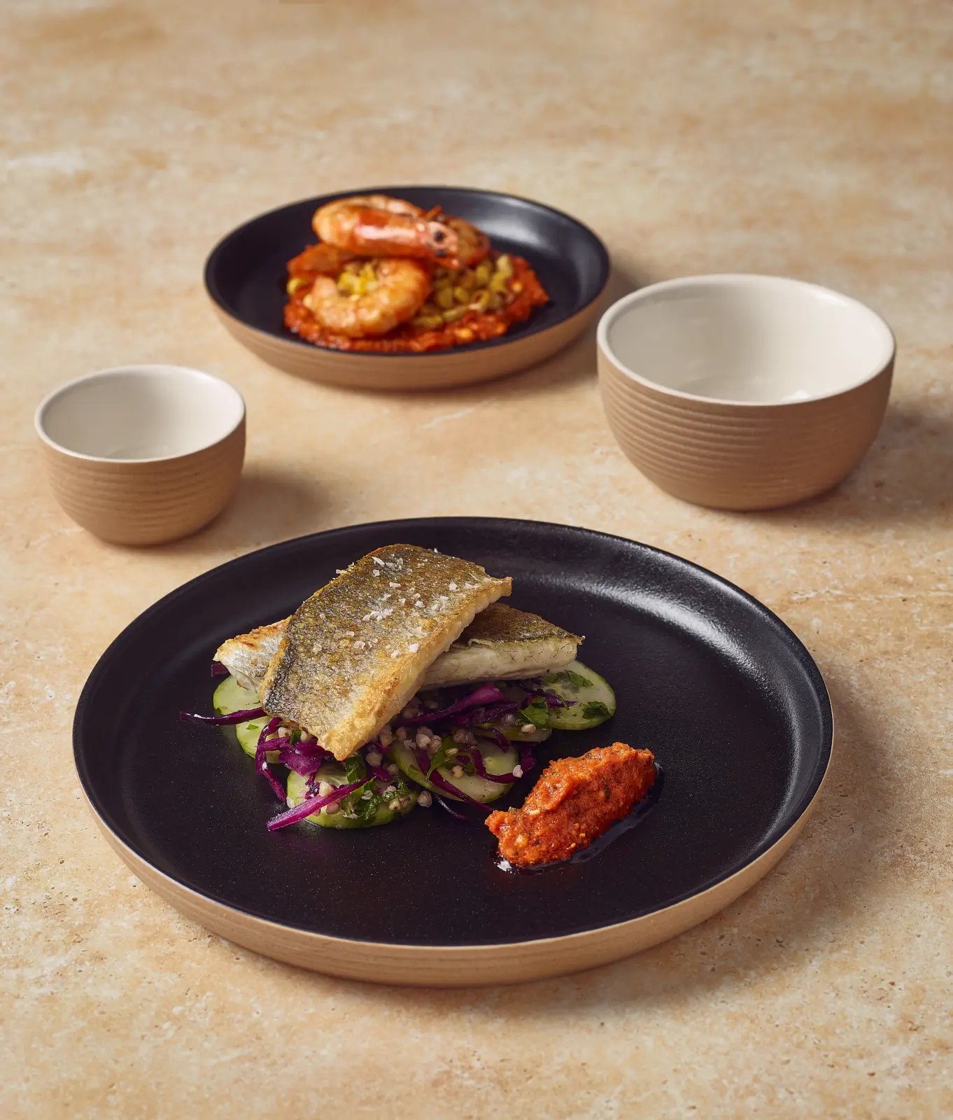 GenWare Kava Black Stoneware Ribbed Plate 25cm - Image 4