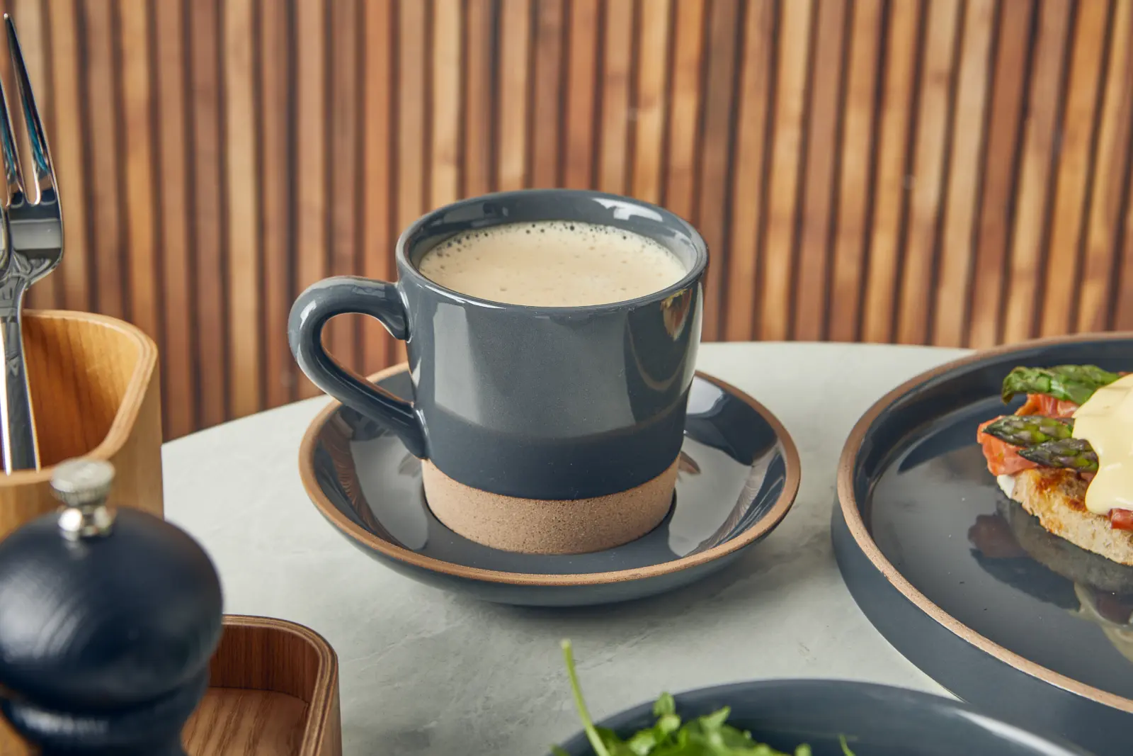 GenWare Kava Dark Grey Stoneware Coffee Cup 34cl/ 12oz - Image 2