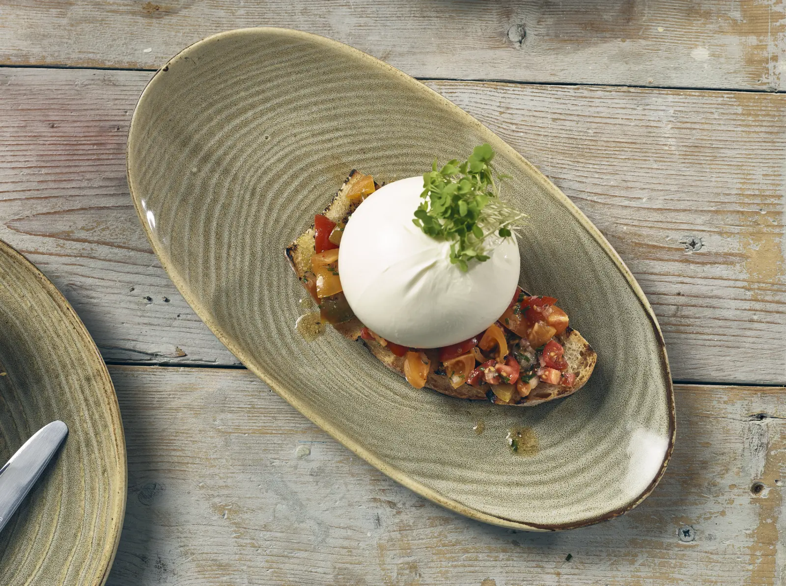 Terra Porcelain Grey Organic Platter 31cm - Image 2