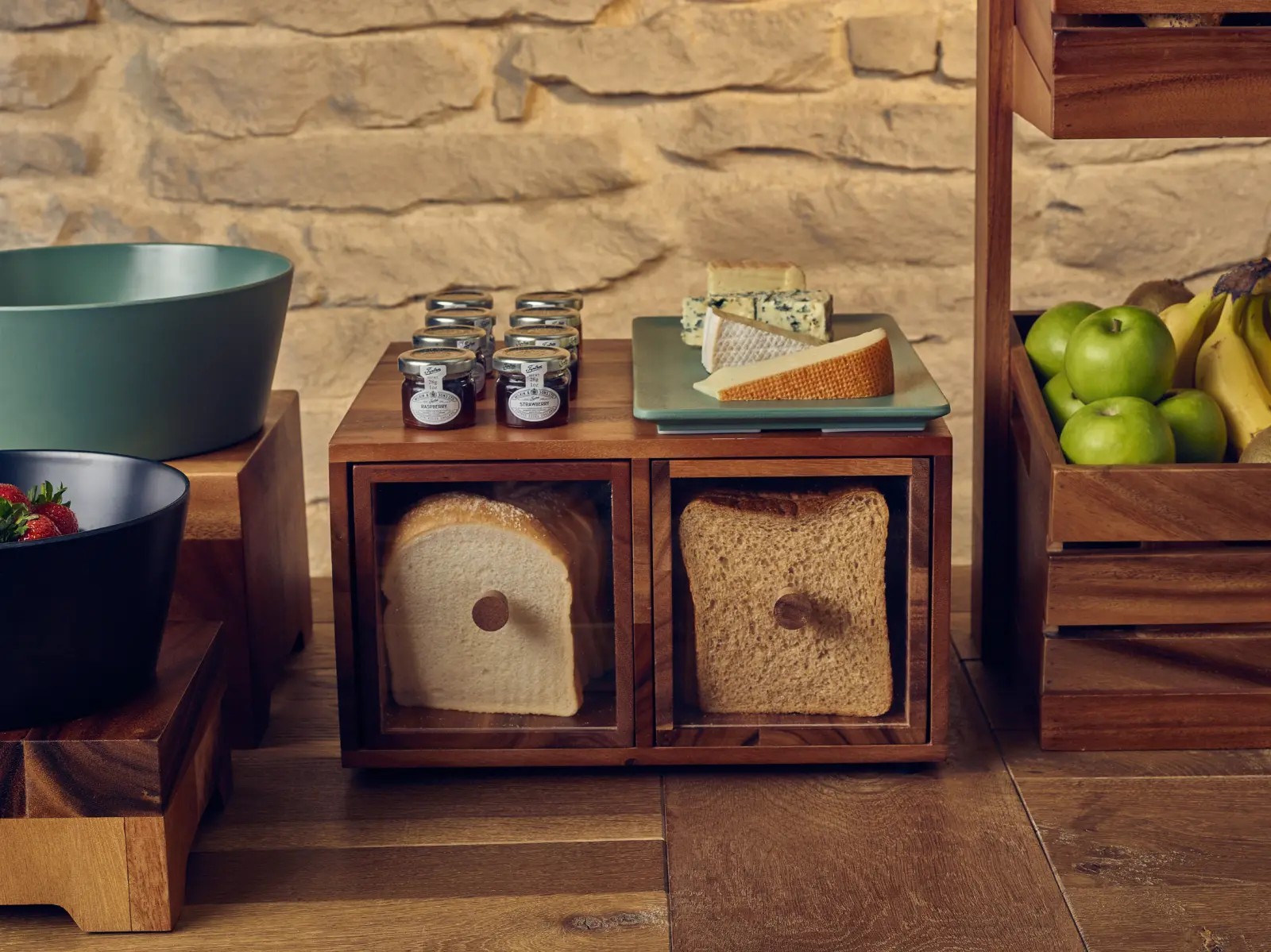 GenWare Acacia Wood Double Bread Box - Image 2