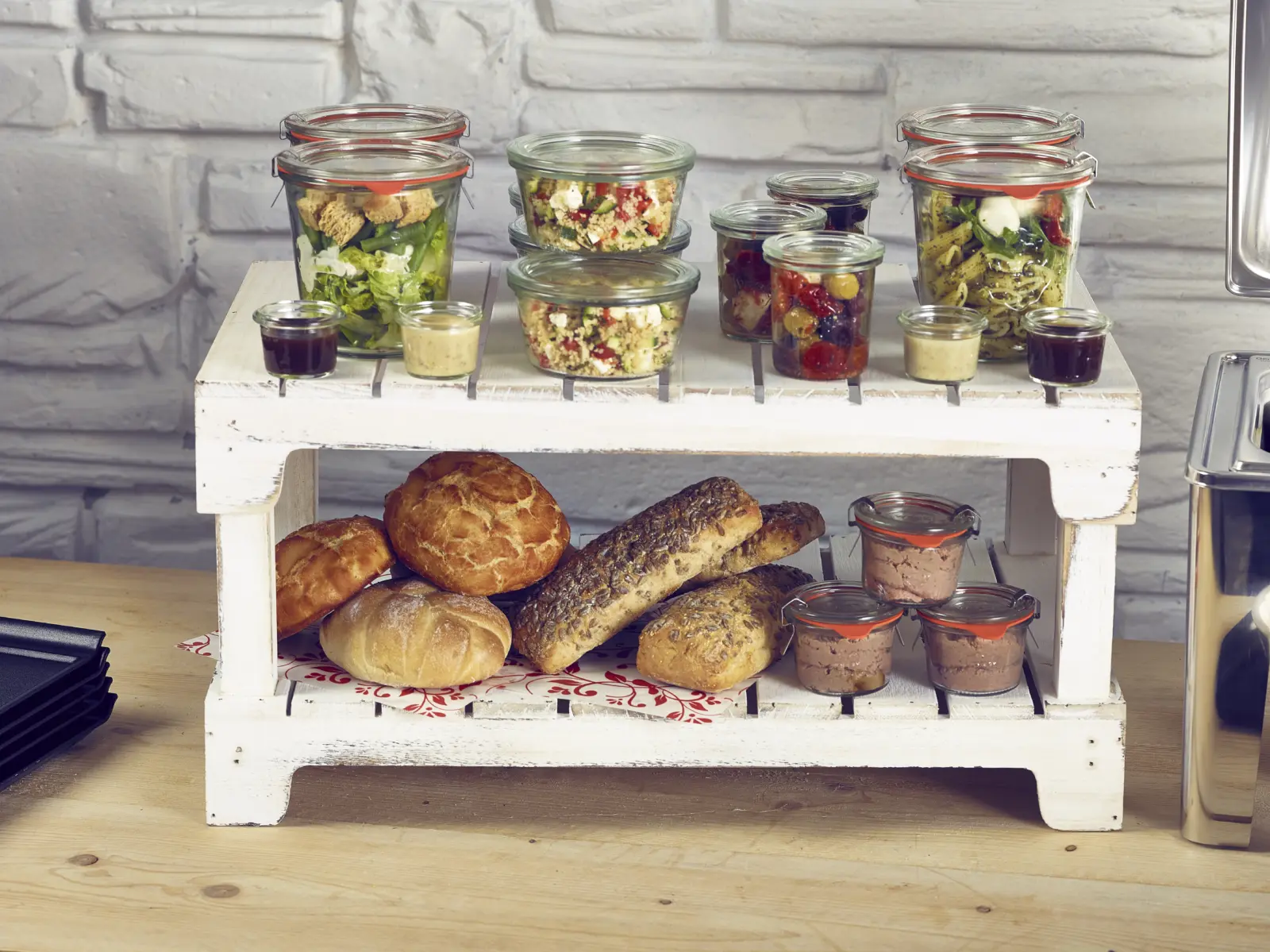 White Wash Wooden Display Crate Stand - Image 2