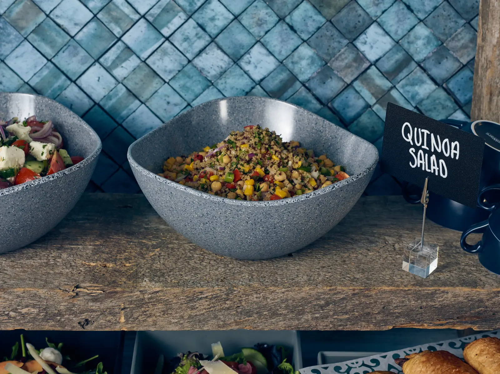 GenWare Melamine Grey Granite Triangular Buffet Bowl 28cm - Image 2