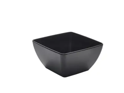 GenWare Melamine Black Curved Square Bowl 19cm