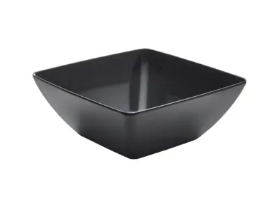 GenWare Melamine Black Curved Square Bowl 26.2cm