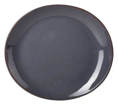 Rustic Stoneware Blue Oval Plate 25x22cm