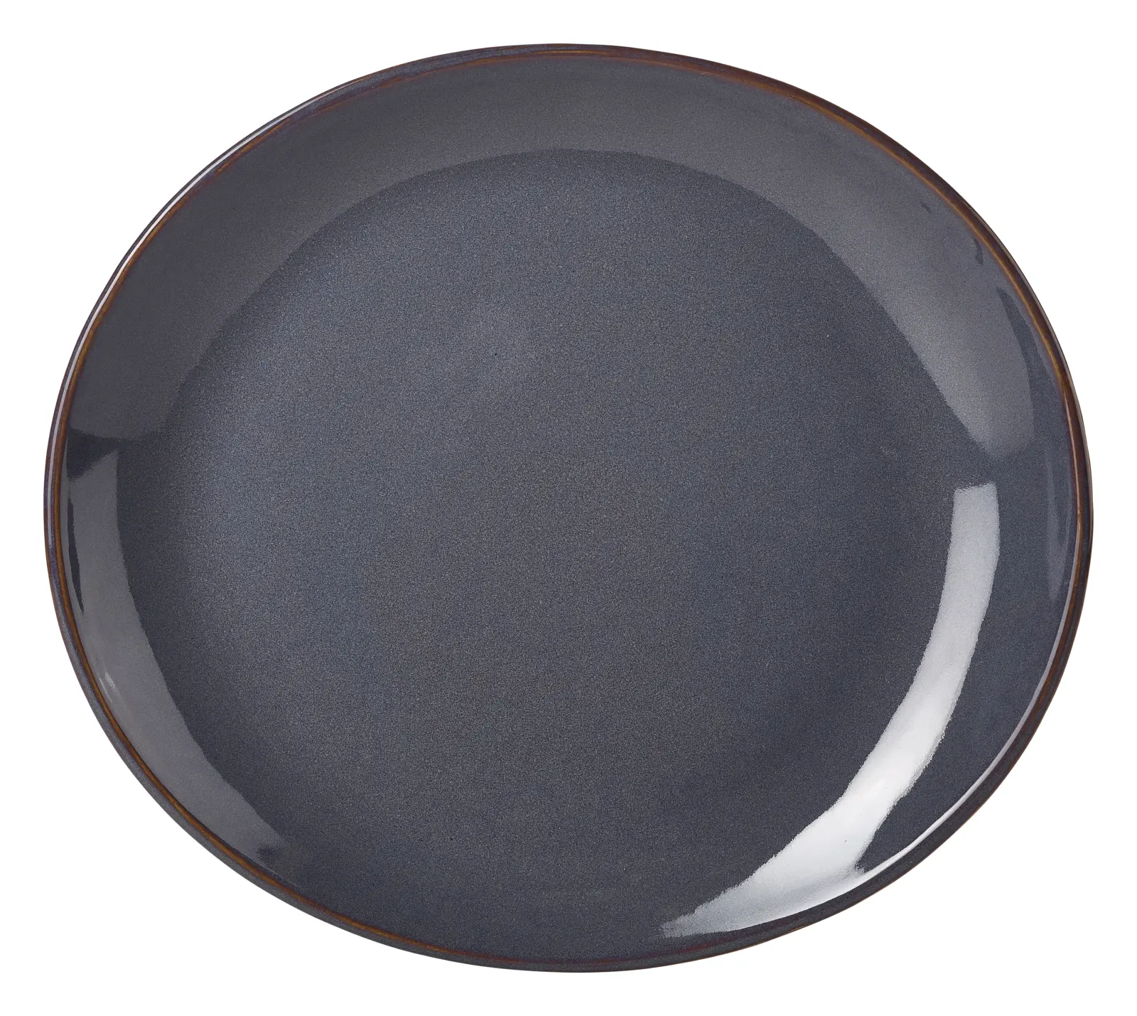 Rustic Stoneware Blue Oval Plate 25x22cm